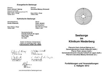 Termine der Seelsorge im 2. Halbjahr 2012 - Klinikum Niederberg