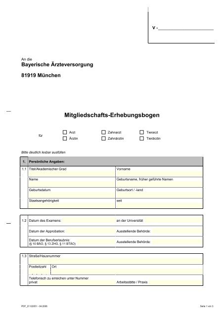 Mitgliedschaftserhebungsbogen - Klinikum Passau