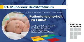 21. Münchner Qualitätsforum Patienten sicherheit im Fokus ...