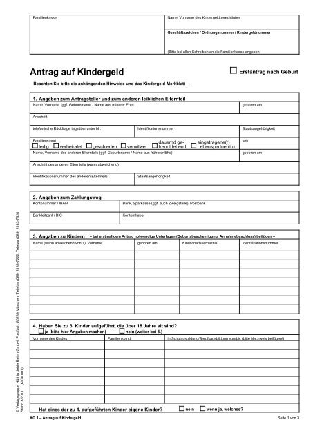 Kindergeldantrag Klinikum Passau