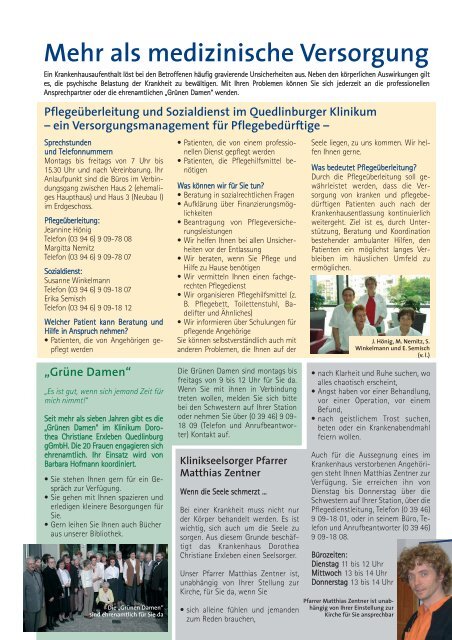 Kostenlos für Sie zum Mitnehmen. - Klinikum Quedlinburg