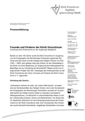 Freunde und FÃ¶rderer der Klinik Vincentinum