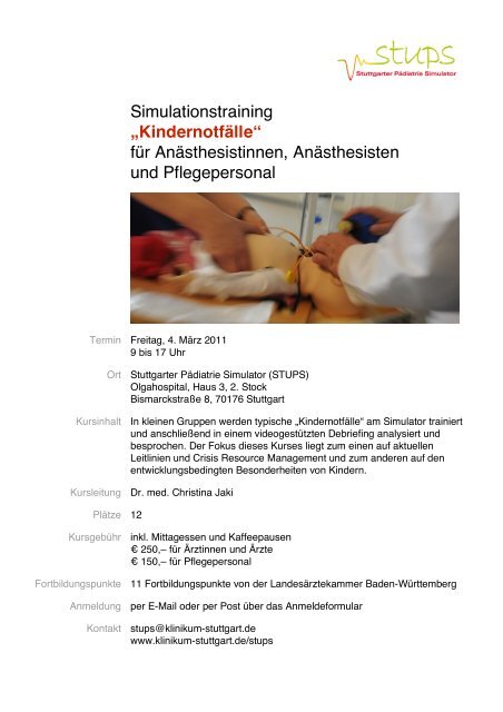 2011-03-04 Simulationstraining Flyer - Klinikum Stuttgart