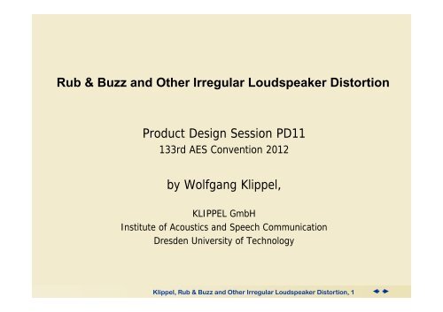 Rub & Buzz and Other Irregular Loudspeaker ... - Klippel GmbH