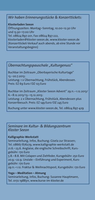 Kulturprogramm Mai-August - Kloster Seeon