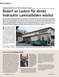 Bedarf an Lacken für direkt bedruckte ... - Klumpp Coatings