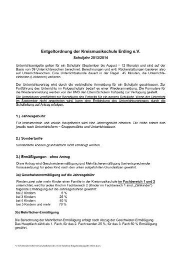 Entgeltordnung 2013/2014 - Kreismusikschule Erding