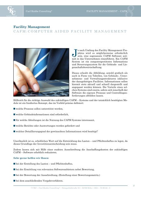 Unternehmensbrochüre - Beratung Facility Management!