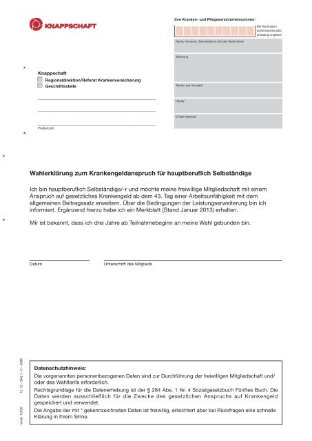Wahlerklarung Zum Gesetzlichen Knappschaft