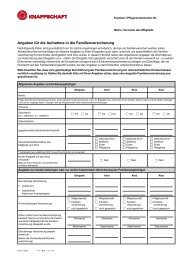 Angaben für die Aufnahme in die Familienversicherung - Knappschaft