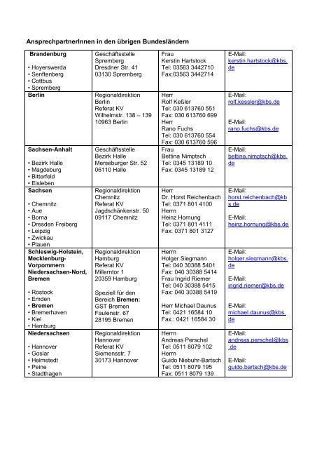 Ansprechpartnerinnen Und Ansprechpartner Knappschaft