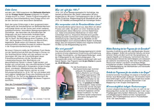 Flyer Kneipp - beim Kneippverein Gronau