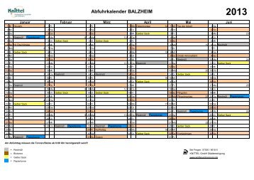 BALZHEIM Abfuhrkalender - bei Knittel