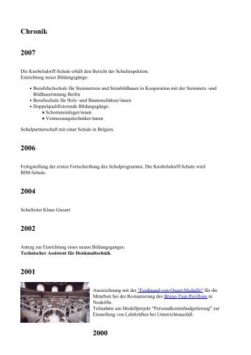 Chronik 2007 2006 2004 2002 2001 2000 - Knobelsdorff-Schule