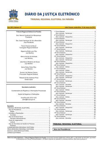 diário da justiça eletrônico - Tribunal Regional Eleitoral da Paraíba