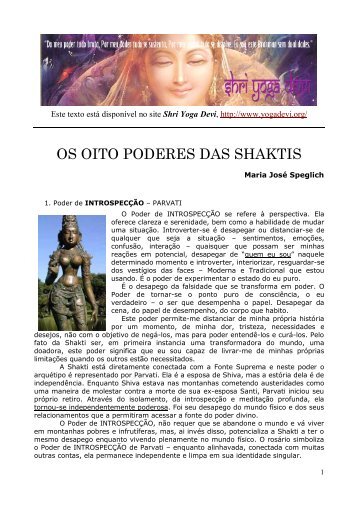 OS OITO PODERES DAS SHAKTIS - Shri Yoga Devi