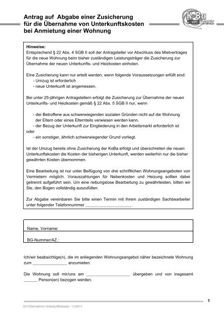 Antrag Auf Verbleib In Der Schule Nach Umzug Antrag Uebernahme der Unterkunftskosten (Umzug)