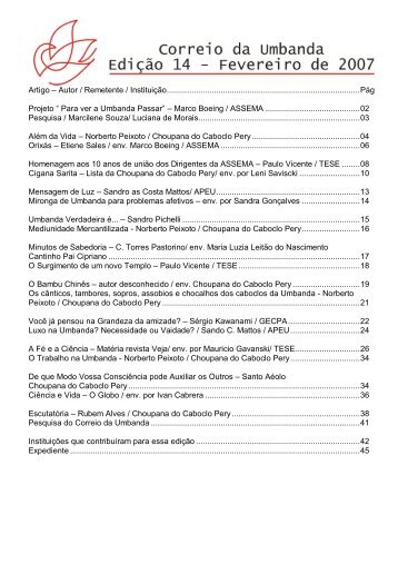 edição 14 – fev/2007 - Povo de Aruanda