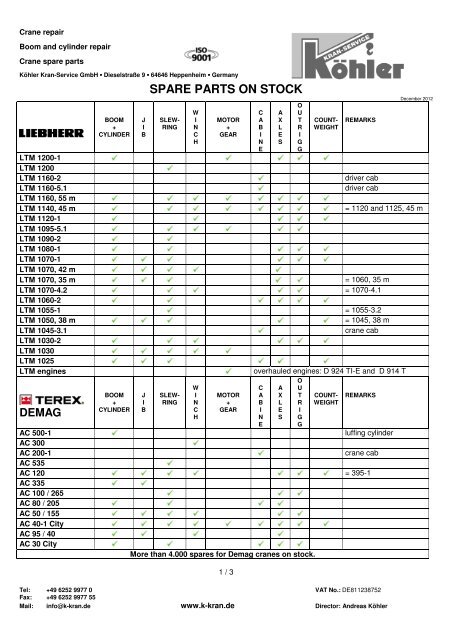 Ac Spare Parts List Pdf Infoupdate