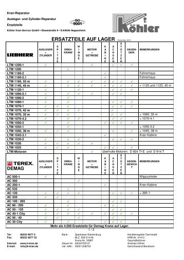 Ersatzteilliste - PDF 176 KB - KÃ¶hler Kran-Service