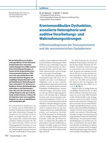 Kraniomandibuläre Dysfunktion, assoziierte Heterophorie ... - Springer