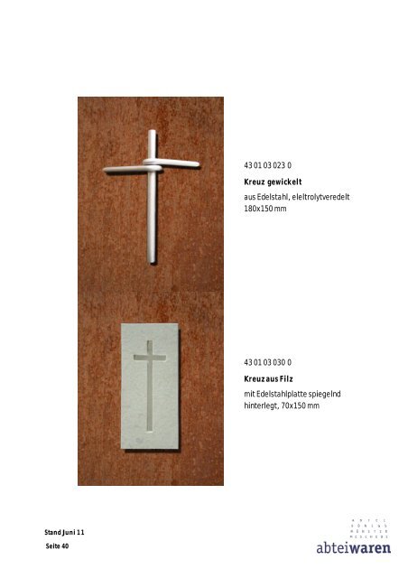 Katalog Schmiede Mai 2011 - Abtei Königsmünster