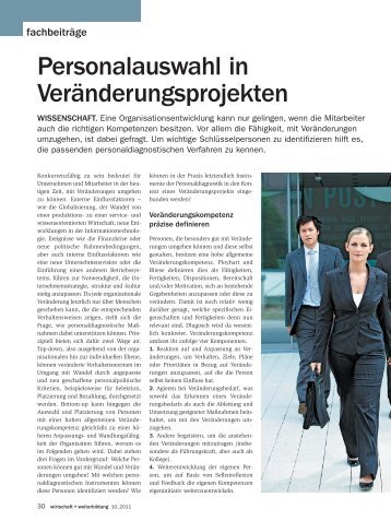 Personalauswahl in Veränderungsprojekten - Königswieser & Network