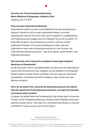Interview zum Thema Komplementärberatung Martin Hillebrand ...