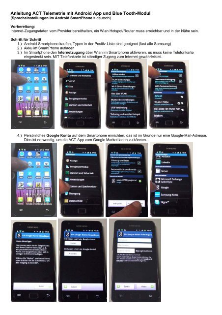 Anleitung ACT Telemetrie mit Android App und Blue ... - ACT Europe