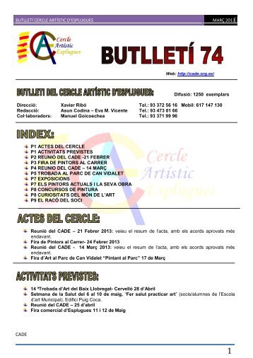 butlletí cercle artístic d'esplugues