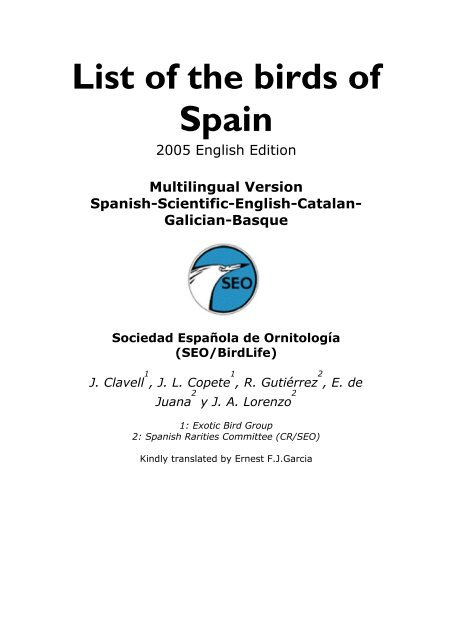 List of the birds of Spain - Rare Birds in Spain