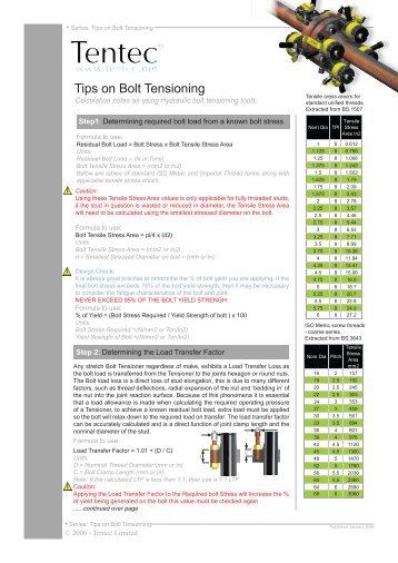 Tips on Bolt Tensioning