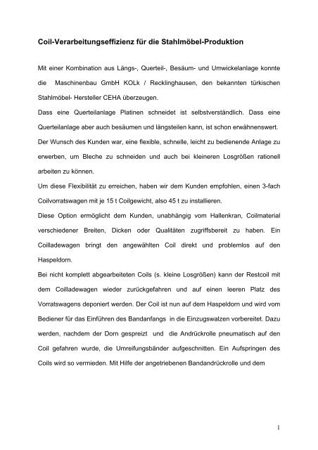 PDF 16 kb - Kolk Coilverarbeitung