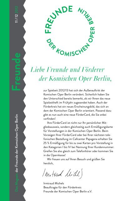 Magazin Freunde 11/12 2012 - Komische Oper Berlin