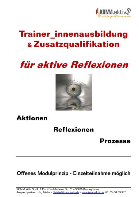 Trainerausbildung für aktive Reflexionen - KOMM.aktiv