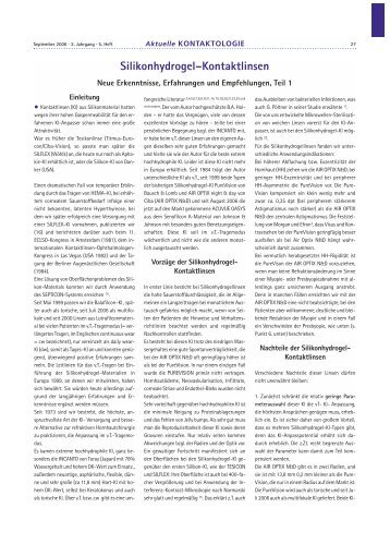 Fachpublikation SilikonhydrogelâKontaktlinsen