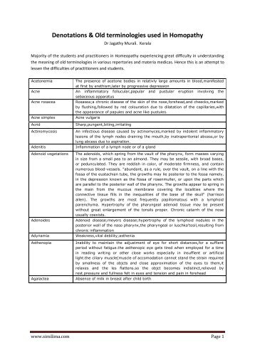 Denotations & Old terminologies used in Homopathy - Similima