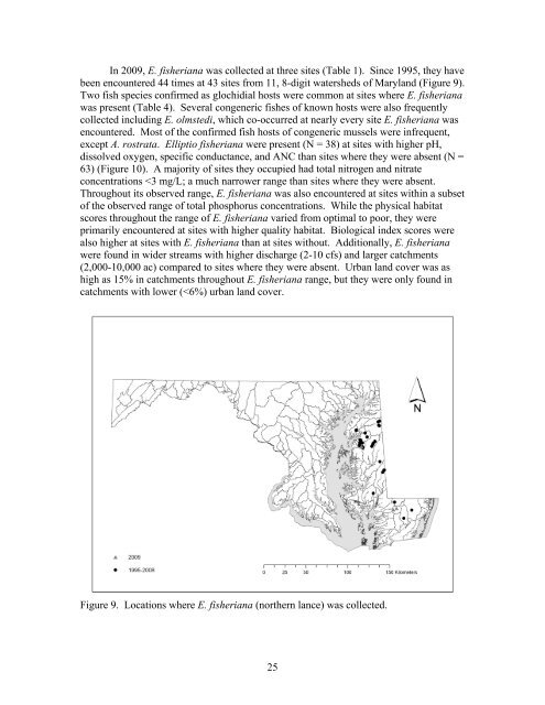 Freshwater mussel records collected by the Maryland Department of ...