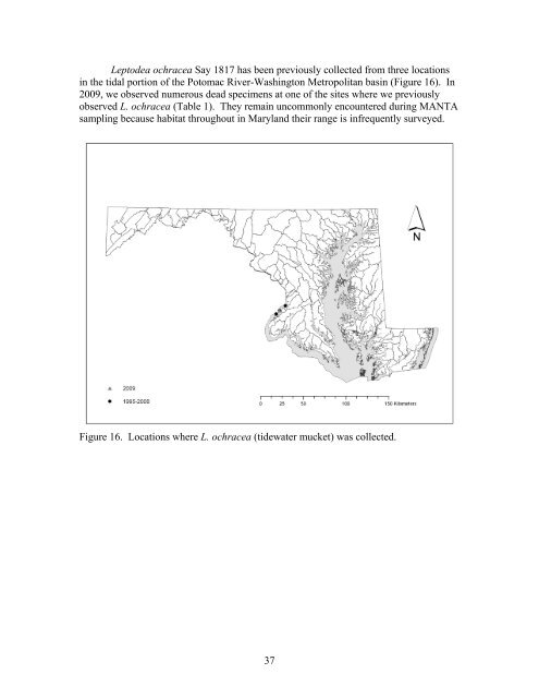 Freshwater mussel records collected by the Maryland Department of ...