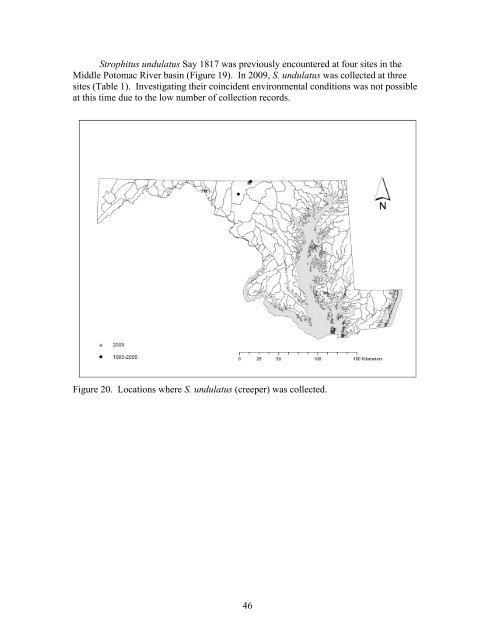 Freshwater mussel records collected by the Maryland Department of ...