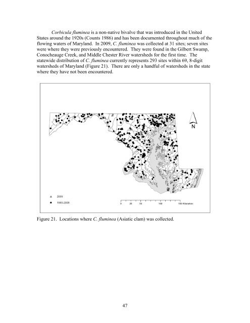 Freshwater mussel records collected by the Maryland Department of ...