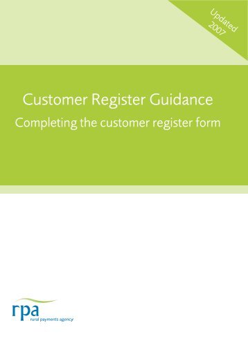 Customer Register Guidance - The Rural Payments Agency - Defra