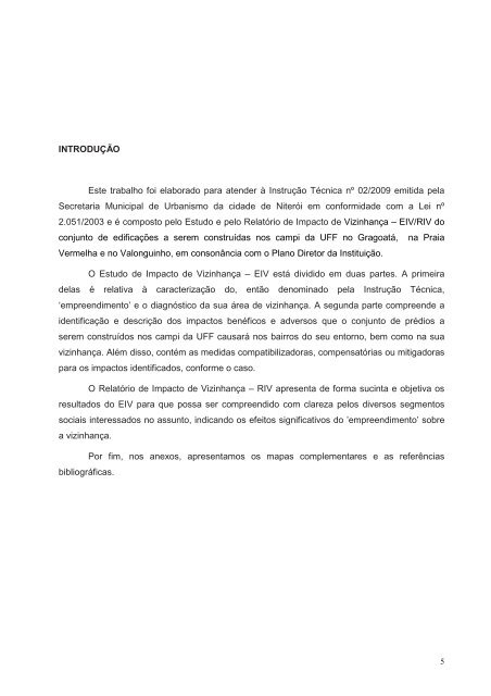 estudo de impacto de vizinhança dos campi da - Rede PGV - UFRJ