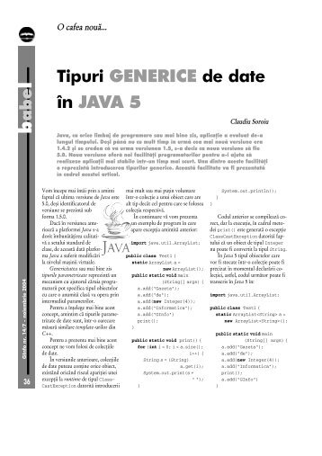 Tipuri GENERICE de date în JAVA 5 - GInfo