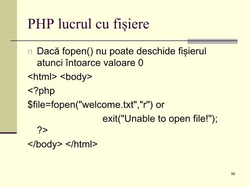 De ce PHP? - Universitatea din Oradea