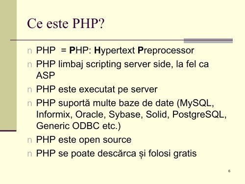 De ce PHP? - Universitatea din Oradea