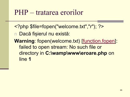 De ce PHP? - Universitatea din Oradea