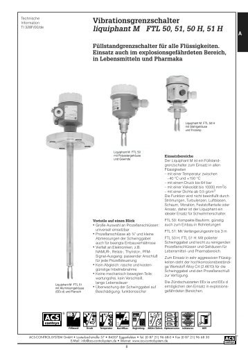 Vibrationsgrenzschalter liquiphant M FTL 50, 51, 50 H, 51 H