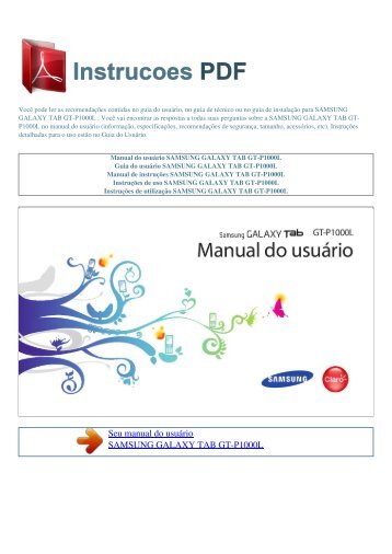 galaxy tab gt-p1000l - INSTRUCOES PDF