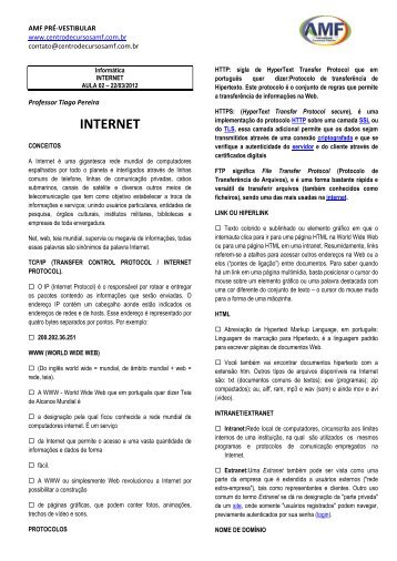 INTERNET - AMF - Pré-Vestibulares